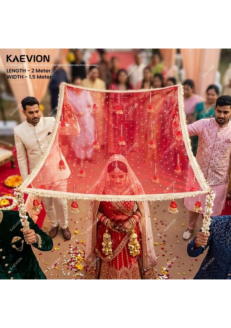Kaevion Red Floral Bridal Elegant Wedding Entry Phoolon Ki Chadar - Indya