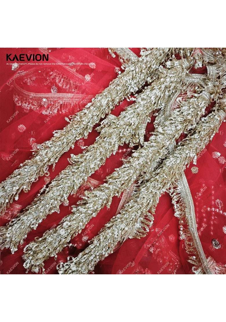 Kaevion Red Floral Bridal Elegant Wedding Entry Phoolon Ki Chadar - Indya