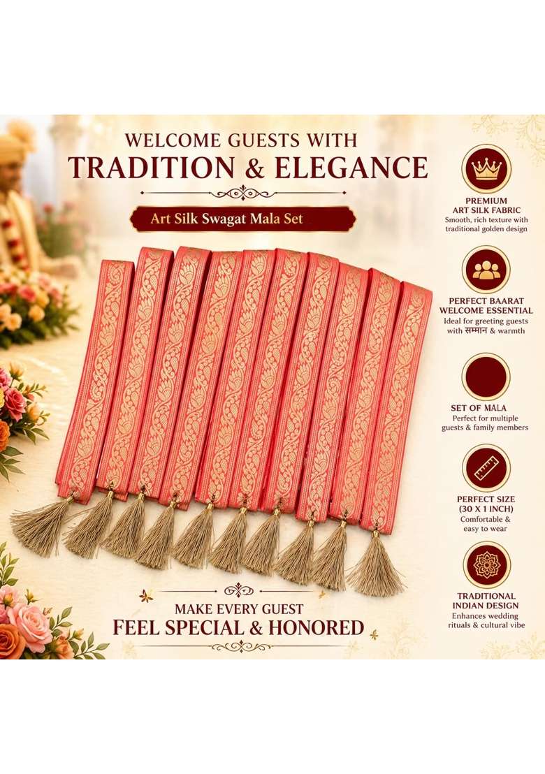 The Cool Grandmom Orange Art Silk Baarat Swagat Mala 30 1Inch Set of 50 - Indya