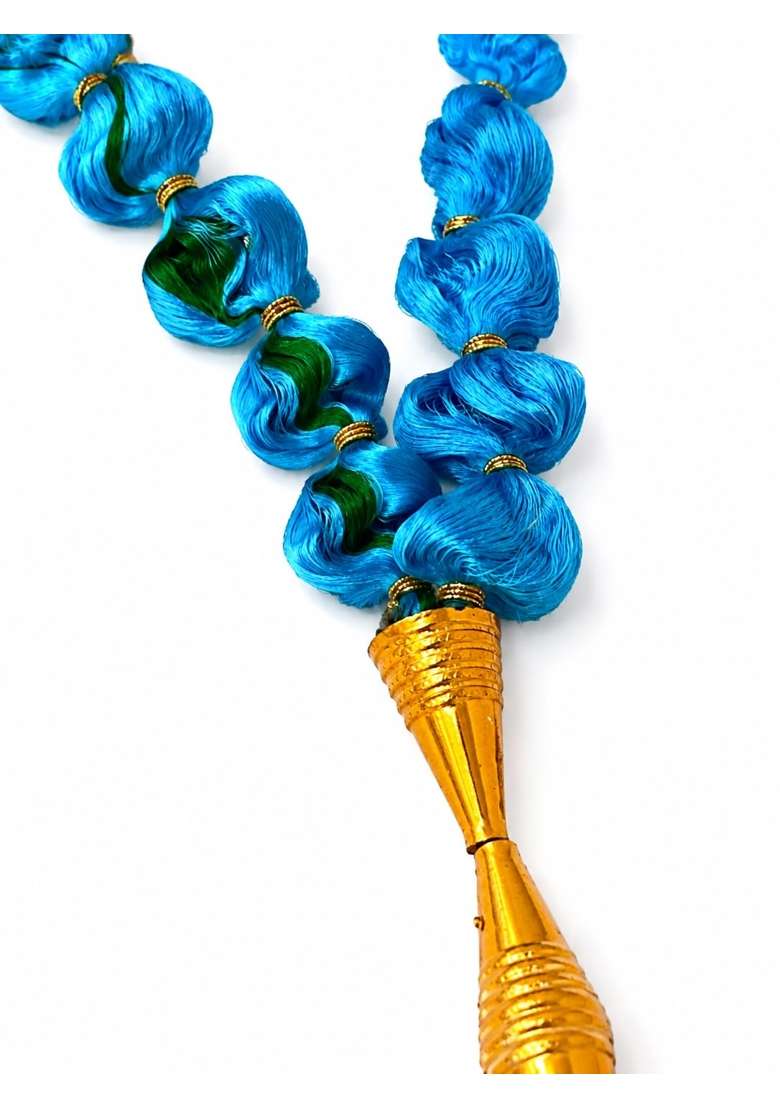 Handmade Blue Silk Garland with Tassel Finish - Indya