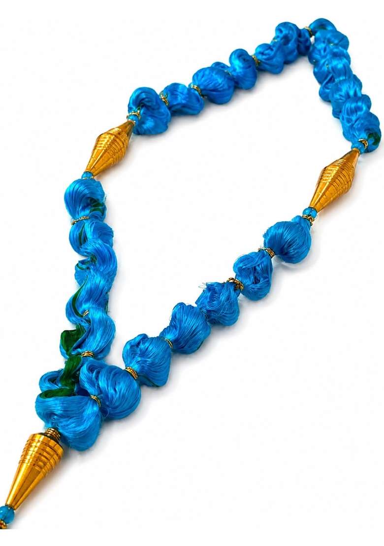 Handmade Blue Silk Garland with Tassel Finish - Indya