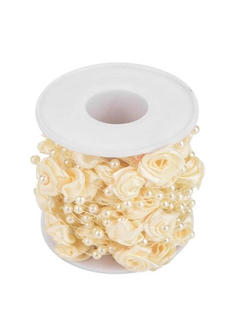 Walfront 10M Roll Rose Artificial Pearl Wire Beads Garland String DIY Wedding Pearl Bead Garland Rope