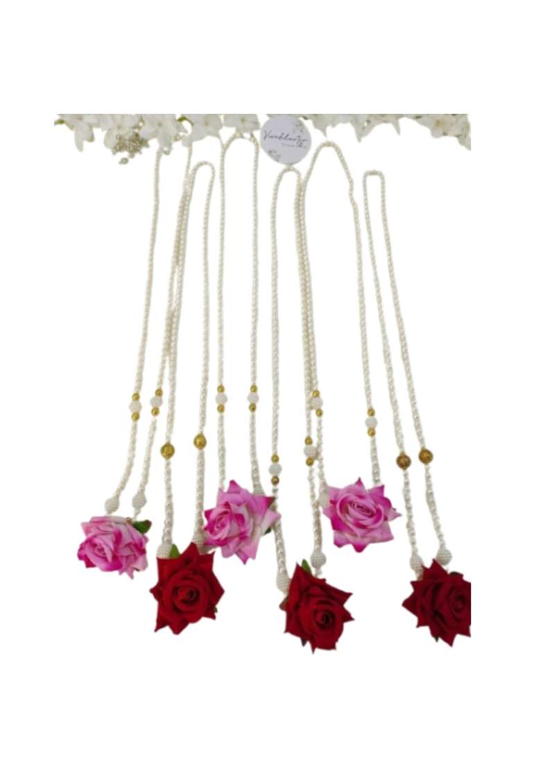Paribhasha Milni Mala for Groom and Guests Pearl Beaded Wedding Swagat Mala Set of 5 - Indya