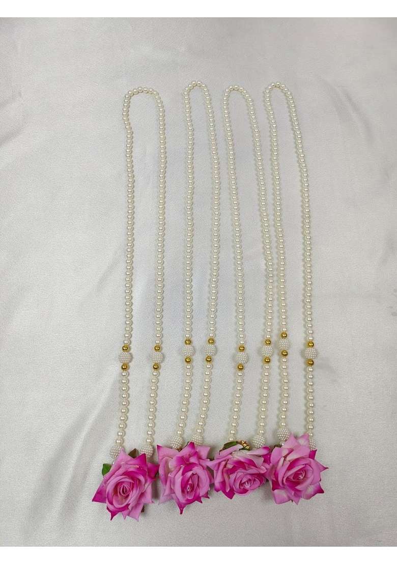 Paribhasha Milni Mala for Groom and Guests Pearl Beaded Wedding Swagat Mala Set of 5 - Indya