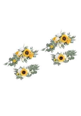 Merishopp Artificial Flower Swag Green Leaves for Party Wedding 2 Yellow