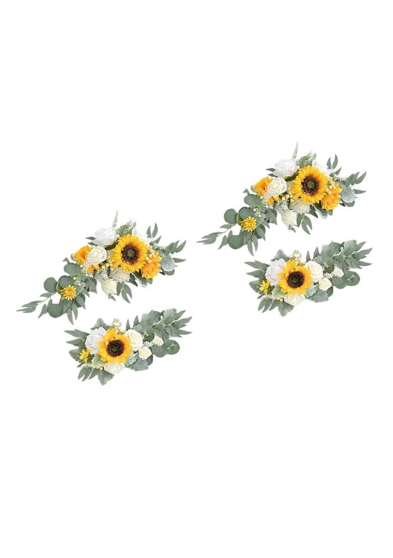 Merishopp Artificial Flower Swag Green Leaves for Party Wedding 2 Yellow - Indya