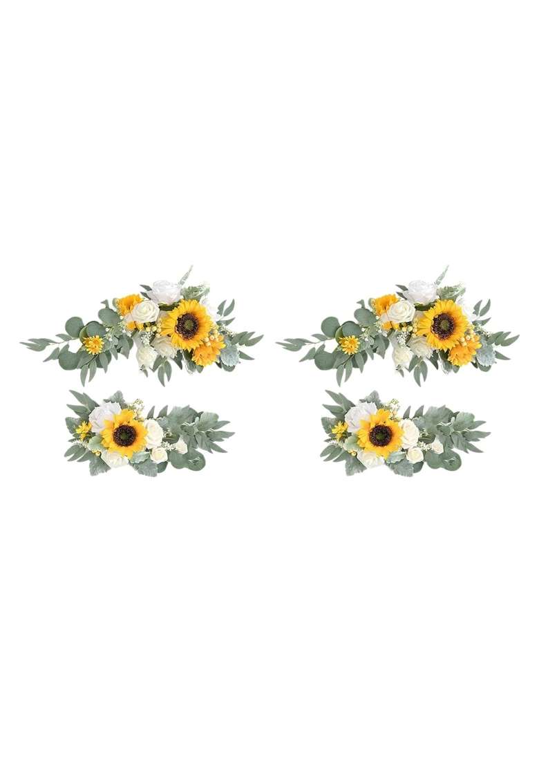 Merishopp Artificial Flower Swag Green Leaves for Party Wedding 2 Yellow - Indya