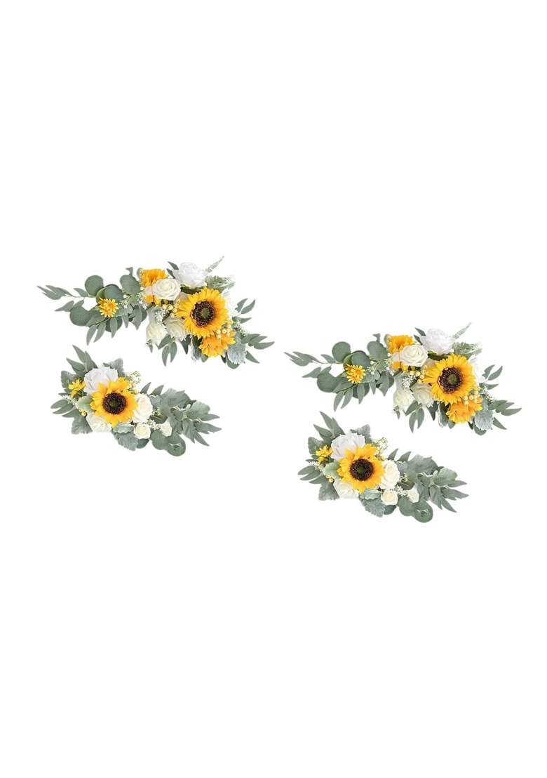 Merishopp Artificial Flower Swag Green Leaves for Party Wedding 2 Yellow - Indya