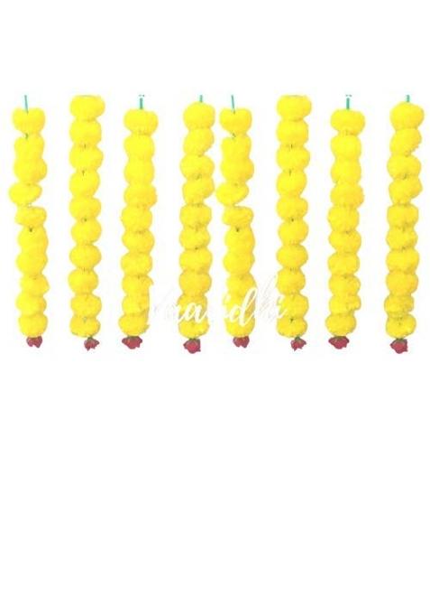 Vaaridhi Marigold Garlands with Red Rose Flower for Indian Wedding Decoration Temple Decoration Pack of 24