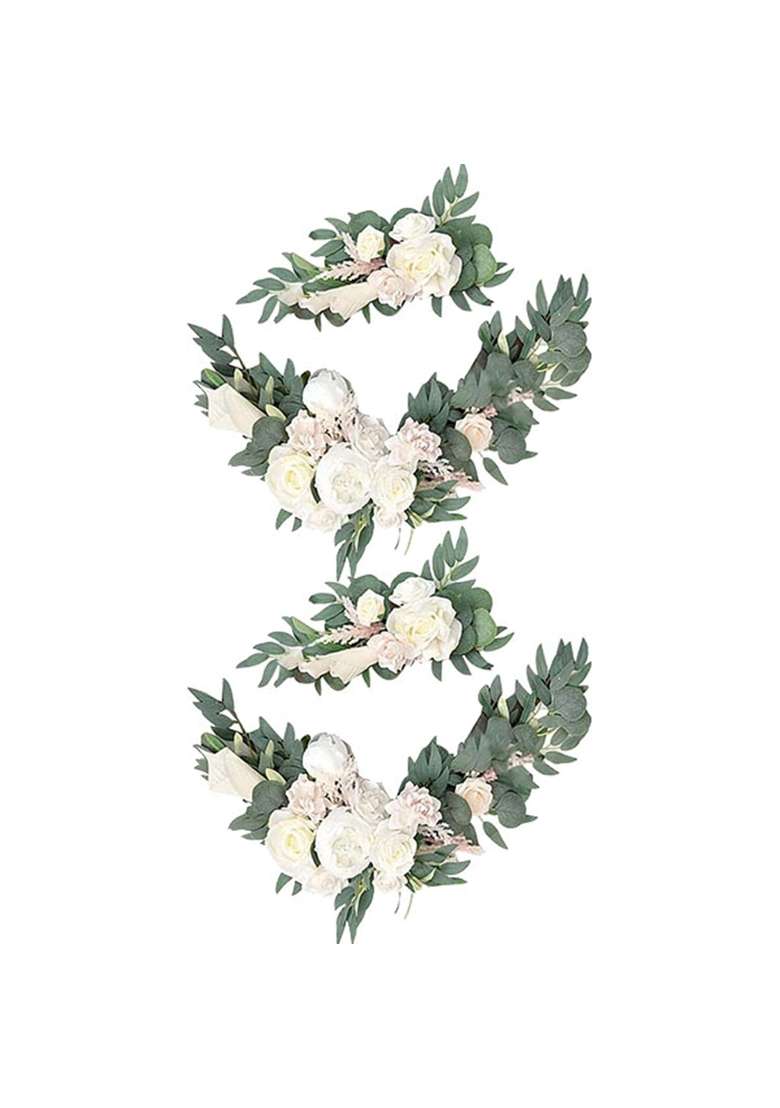 Jazzy Pearls Flower Swag Green Leaves Hanging for Party 2 White Home and Garden - Indya