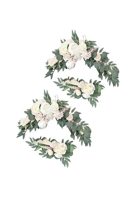 Jazzy Pearls Flower Swag Green Leaves Hanging for Party 2 White Home and Garden