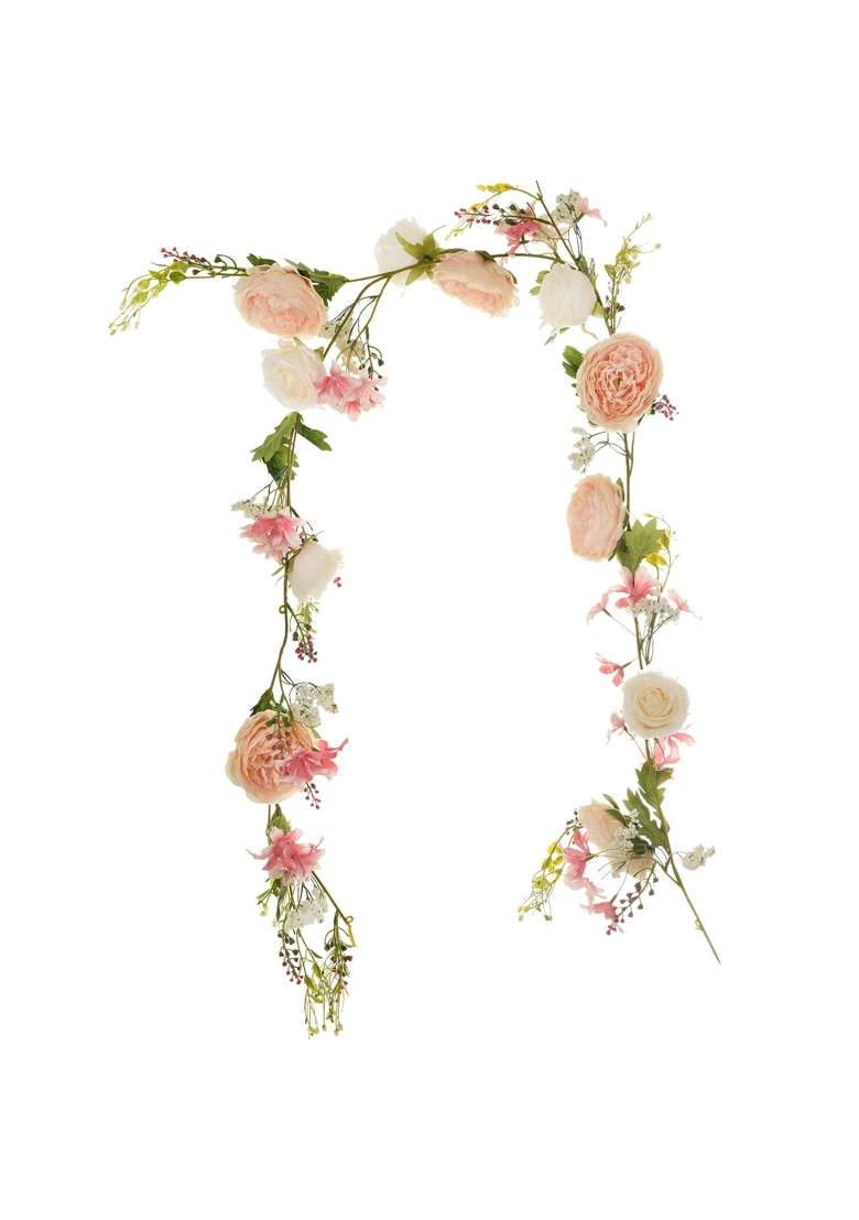 Lvydec Artificial Peony Flower Garland 6Ft Silk Peony Garland with Pink and White Flowers for Wedding Party - Indya