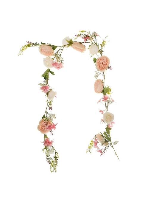 Lvydec Artificial Peony Flower Garland 6Ft Silk Peony Garland with Pink and White Flowers for Wedding Party