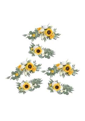 Merishopp Artificial Flower Swag Green Leaves for Party Wedding 3 Yellow