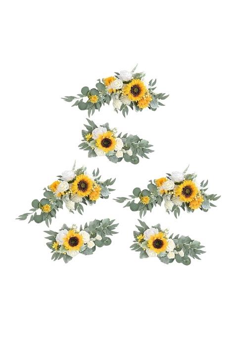Merishopp Artificial Flower Swag Green Leaves for Party Wedding 3 Yellow