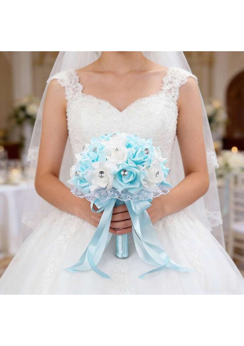 BNF Bridal Floral Arrangement Elegant Design Flower Holding Flowers Long Lasting Lightweight White - Indya