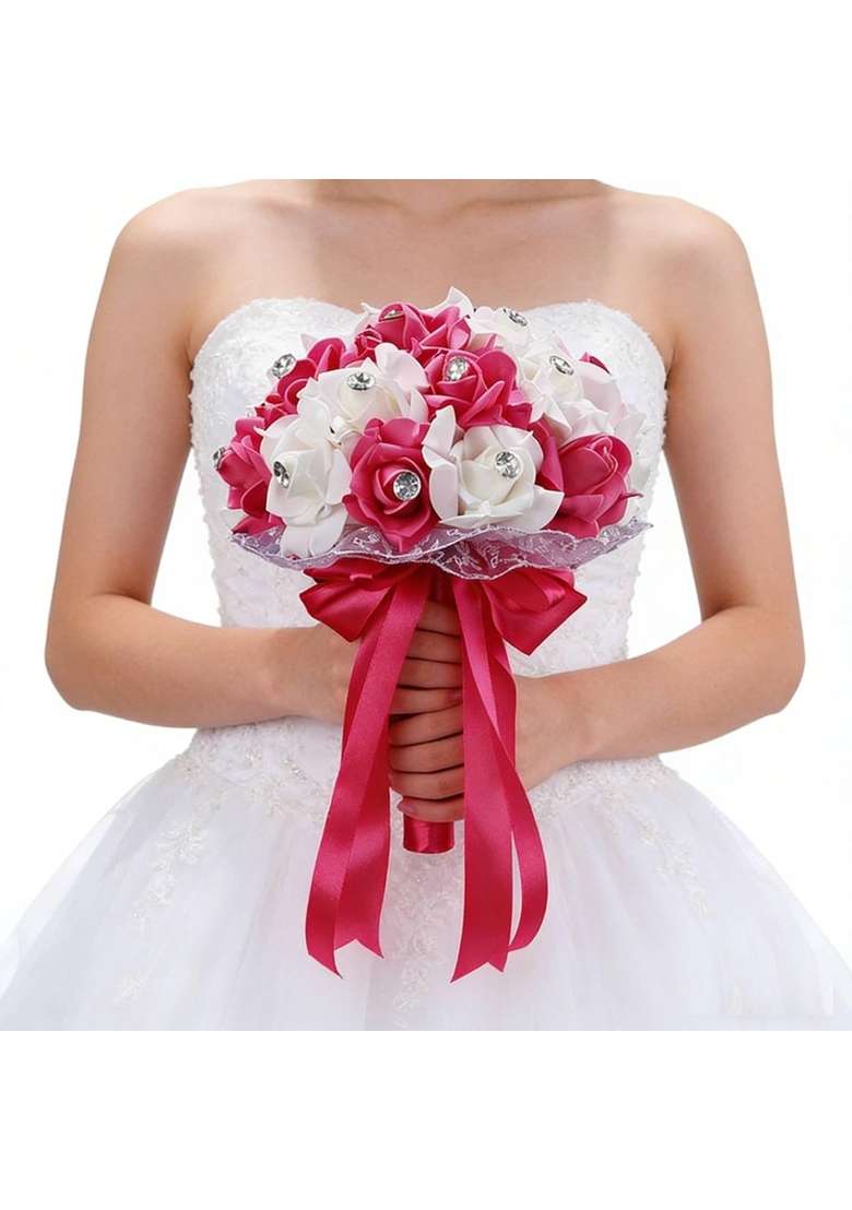 BNF Bridal Floral Arrangement Elegant Design Flower Holding Flowers Long Lasting Lightweight White - Indya