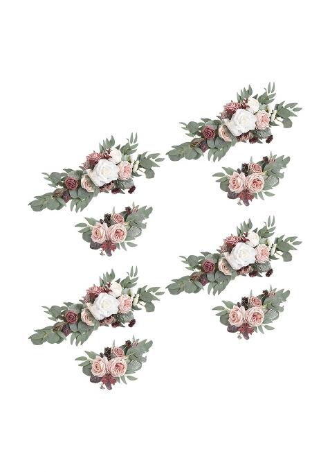 Merishopp Flower Swag Green Leaves Hanging for Party 4 White Pink Purple