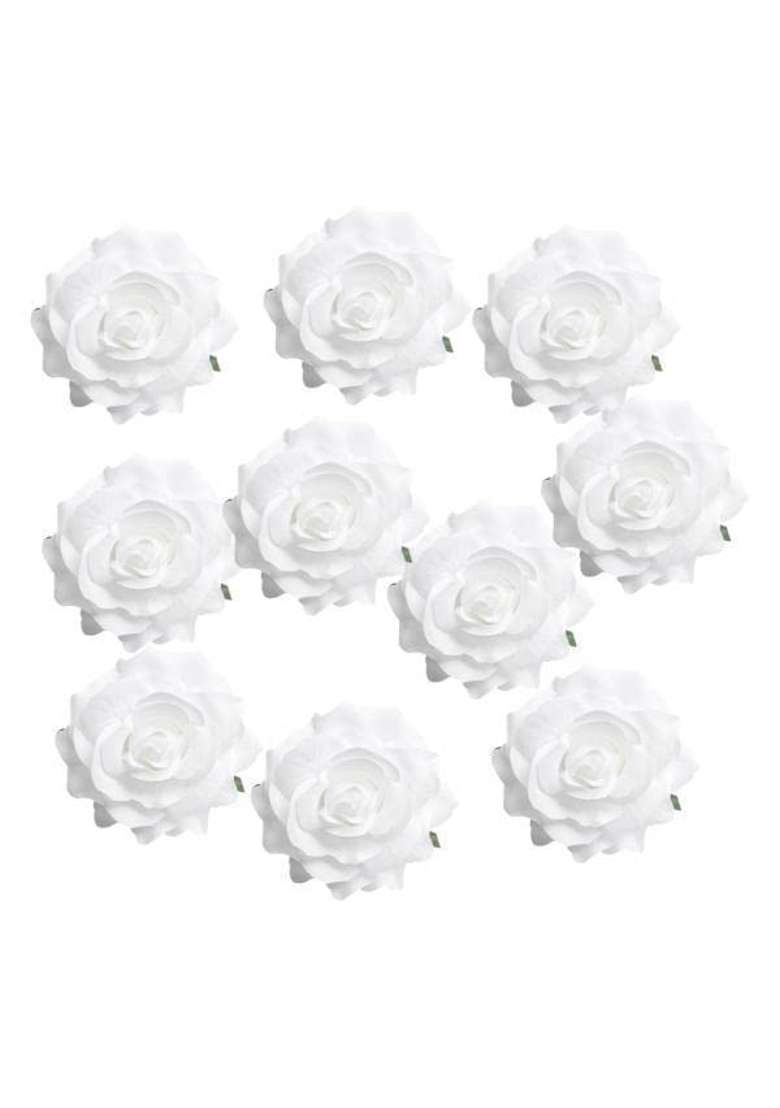 Merishopp 3x10 Pieces Artificial Silk Rose Buds Flower Head DIY Accessories White - Indya