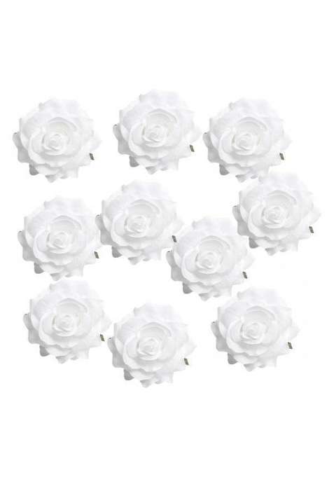 Merishopp 3x10 Pieces Artificial Silk Rose Buds Flower Head DIY Accessories White
