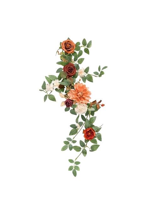 Heavenglow Artificial Flower Swag Rustic Centerpiece Garland for Ceremony Wedding Table Orange