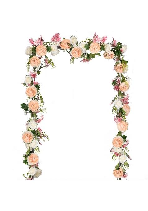 Dearhouse 2Pack Artificial Peony Flower Garland Silk Peony Garland with Pink and White Flowers for Wedding