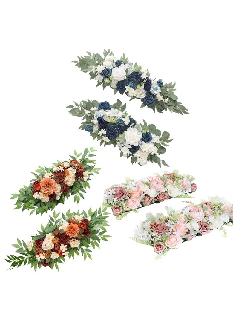 Calandis 2X Artificial Floral Swag Garland for Craft Art Garden Photography Props Blue - Indya