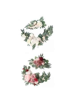 Artificial Flower Swag Green Leaves for Wedding White Pink Red