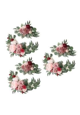 Jazzy Pearls Artificial Flower Swag Green Leaves for Party Wedding 3 Pink Wine Red