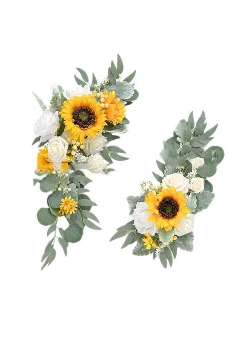 Enakshi Artificial Flower Swag Green Leaves for Party Wedding 3 Yellow - Indya