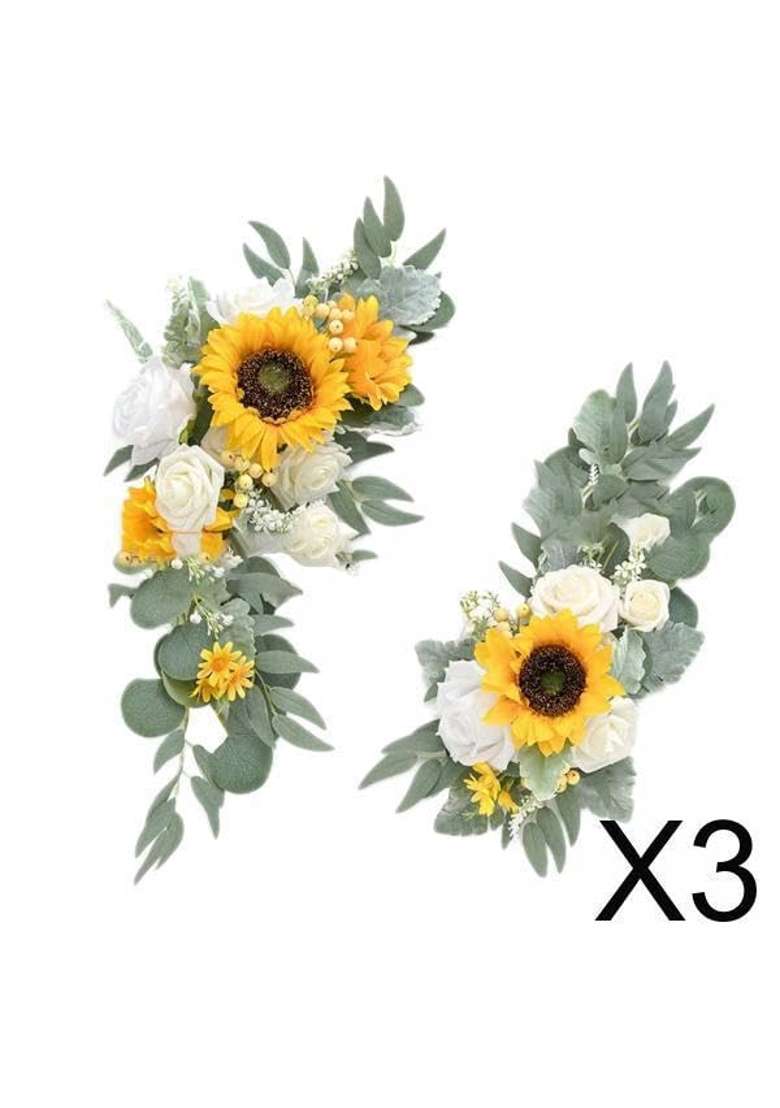 Enakshi Artificial Flower Swag Green Leaves for Party Wedding 3 Yellow - Indya