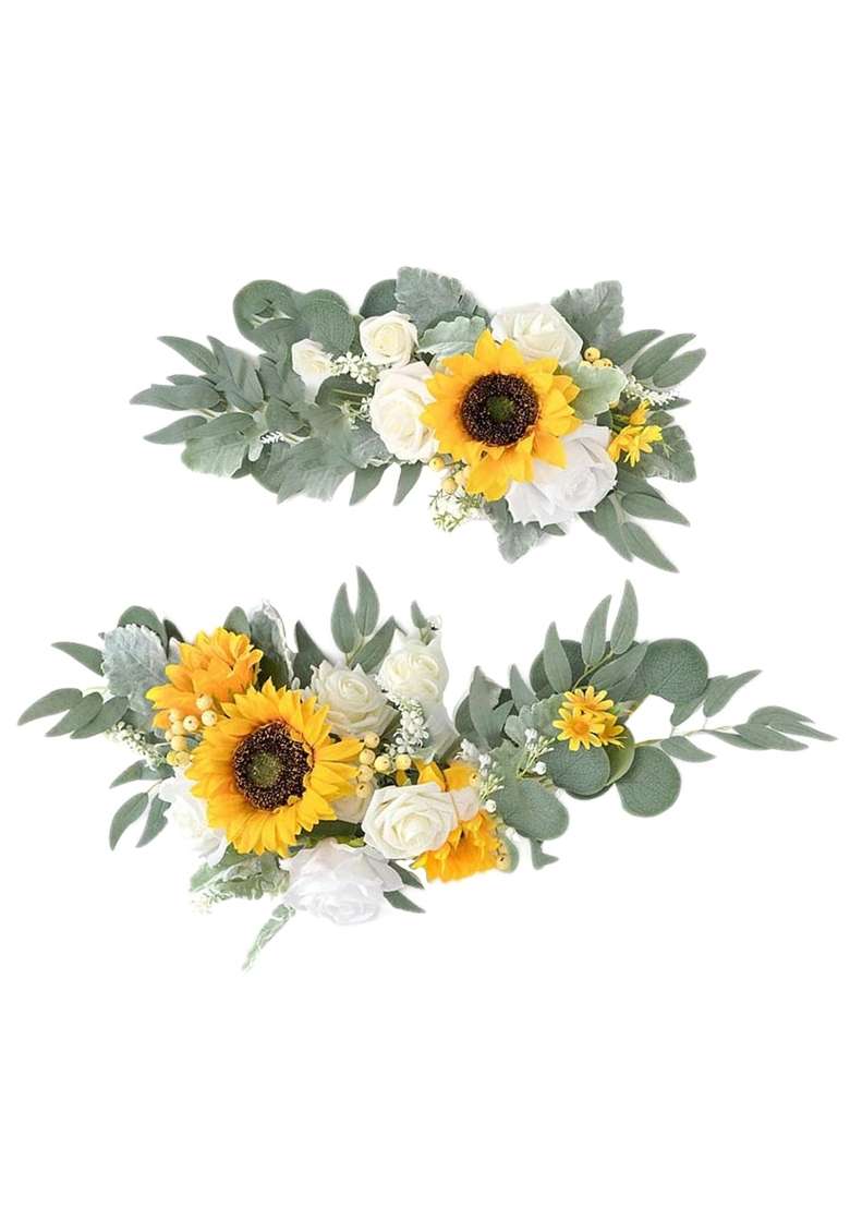 Enakshi Artificial Flower Swag Green Leaves for Party Wedding 3 Yellow - Indya