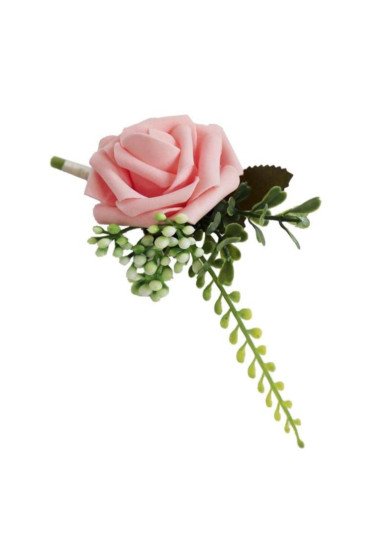 Ecomistiq 12Xpe Artificial Rose Flowers Corsages and Boutonniere for Wedding Party Pink - Indya