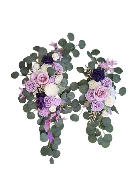 Enakshi Rustic Artificial Flower Swag Handmade Hanging for Parties Arbor Ornament Purple