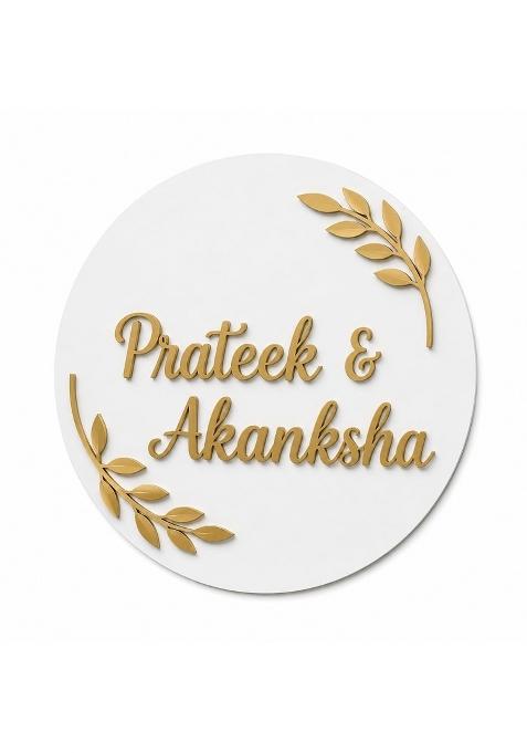 Karigaari Brown Personalized Family Name Plate Wooden Door Name Board Custom Family Name Sign Round Wall