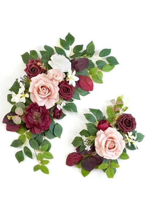 Piklado Wedding Decor Welcome Sign Flower Backdrop Garland for Ceremony Reception Wall Easel Home Pack of 2