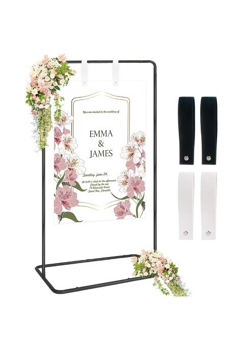 Nwvuop Wedding Welcome Sign Stand Adjustable Wedding Sign Holder Easel Stand for Display Black