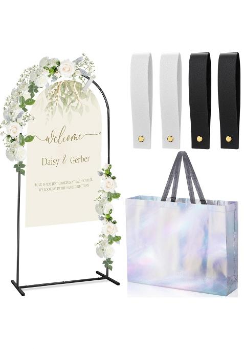 Blulu Wedding Arch Sign Holder 71 X 31 and Half Wedding Welcome Sign Stand Metal Heavy Duty Easel Stand with 4
