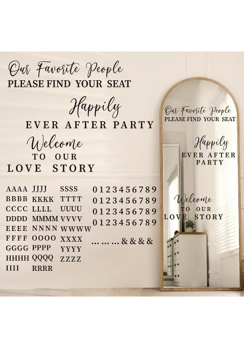Motimind Black 4 Pieces Wedding Mirror Stickers Welcome to Our Wedding Sign Wedding Stickers Wedding Sign
