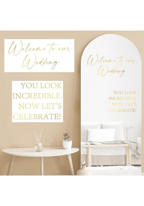 Watersay 2 Pack Welcome to Our Wedding Vinyl Stickers Removable Letters Wedding Stickers for Mirror Glass