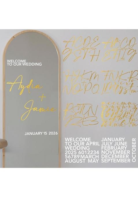 Marspark 8 Sheet Personalized Wedding Mirror Welcome Sign Decal Custom Welcome to Our Wedding UV DTF Letter