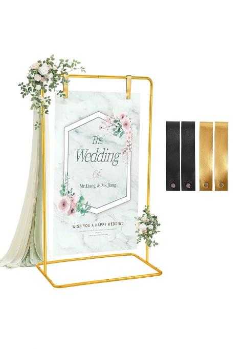 Parsebio Wedding Sign Holder Adjustable Welcome to Our with Leather Sign Hanging Straps Sign Rack