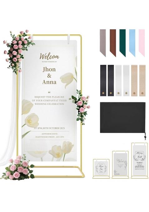 Mercijzyasang Wedding Stand Holder Adjustable Easel for Wedding Signs Stand and Seating Charts
