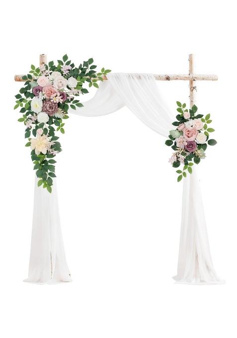 Basiman Arch Flowers with Drapes Kit for Wedding Ceremony Arbor and Reception Backdrop Decoration Pack of 3