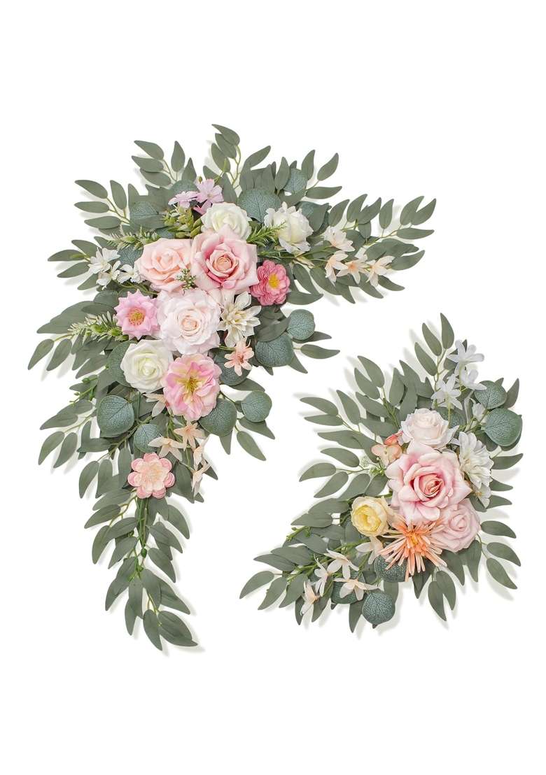Bmqdsm Wedding Welcome Signs Floral Wedding Arch Flowers for Wedding Decorations and Reception Pack of 2 - Indya