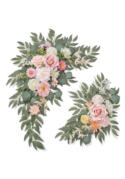 Bmqdsm Wedding Welcome Signs Floral Wedding Arch Flowers for Wedding Decorations and Reception Pack of 2