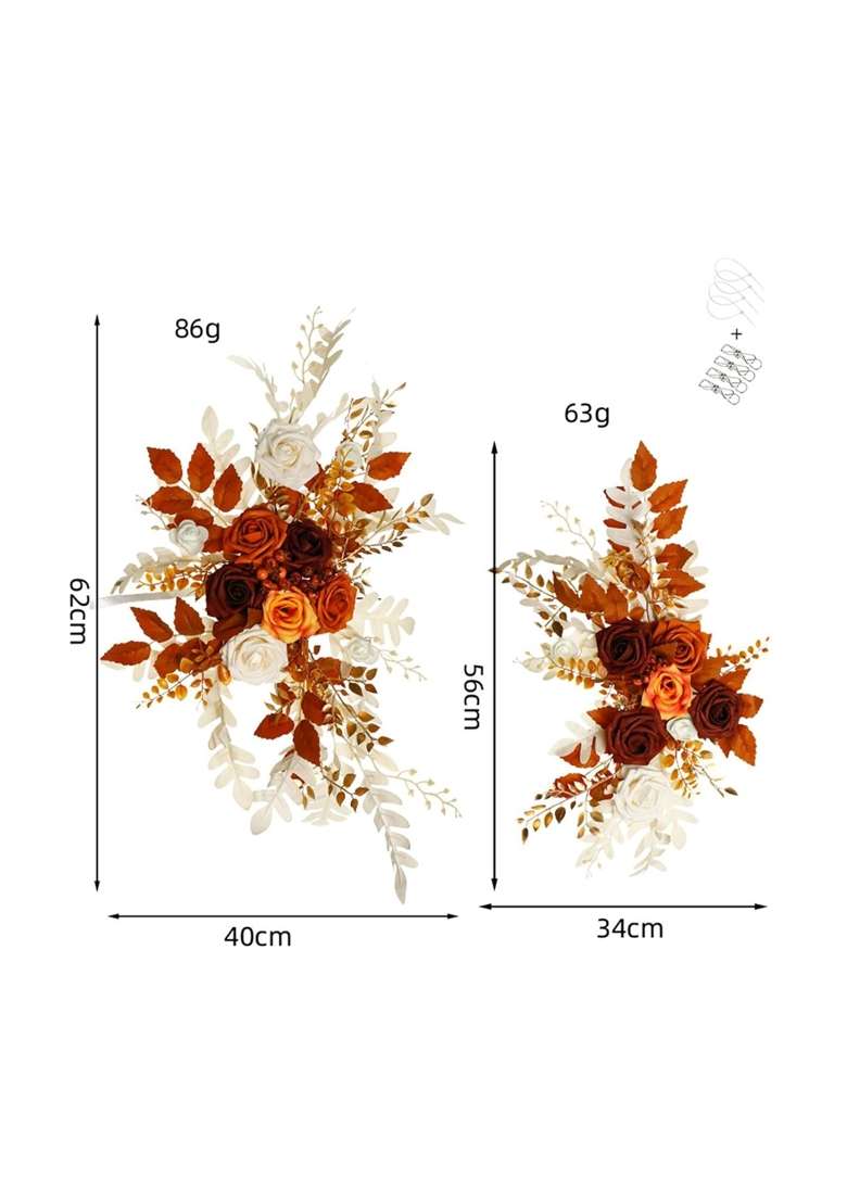 Atorse Ujeavette 2Pcs Welcome Sign Decor Wedding Arch Wreath for Wedding Farmhouse Valentines Orange - Indya