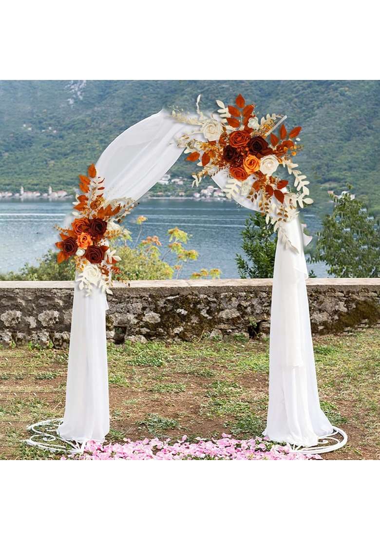Atorse Ujeavette 2Pcs Welcome Sign Decor Wedding Arch Wreath for Wedding Farmhouse Valentines Orange - Indya