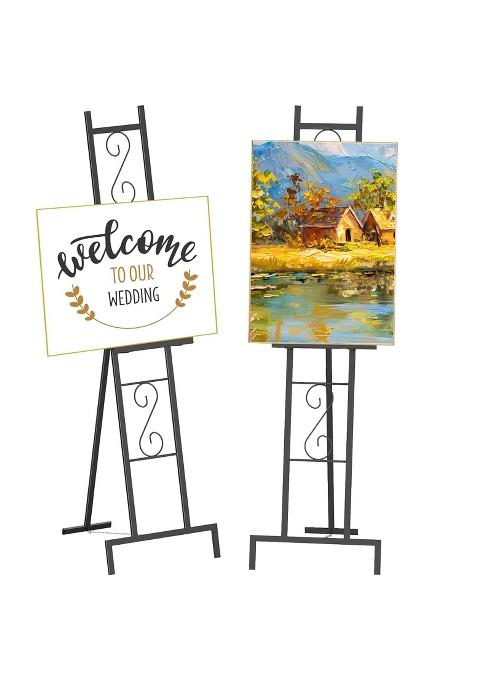 Sehertiwy Black Easel Stand for Sign Heavy Duty Wedding Welcome Sign Stand Adjustable Art Easel for Display