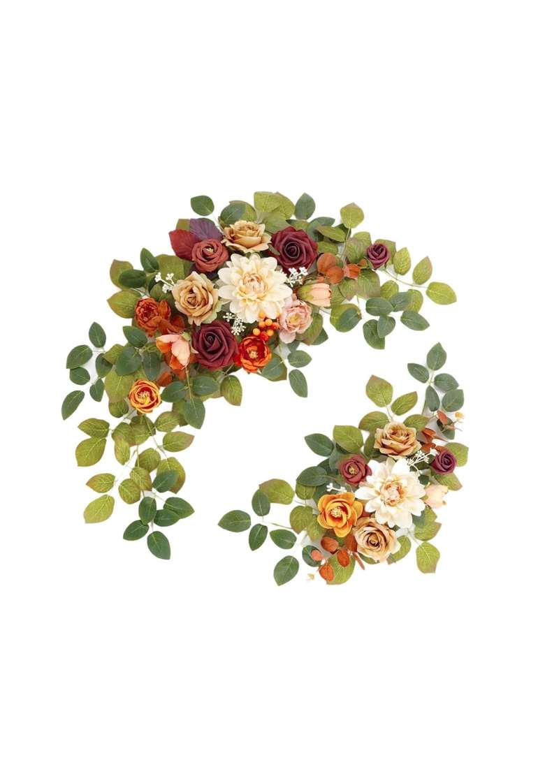 Fabloft 2Pcs Wedding Arch Flowers Door Wreaths Welcome Signs Artificial Floral Swags - Indya